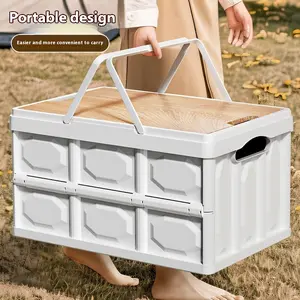 Multifunctional Folding Storage Box Outdoor Camping with Lid Large Capacity Car Portable Storage Box Home Clothing Organizer Multifunctional Storage Bin