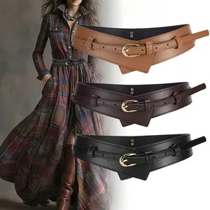 Women’s Boho Waist Belt with Detachable Buckle, Wide & Narrow Convertible Retro Fashion Belt, Adjustable Multi-Use Accessory for Dresses, Trench Coats & Outerwear, All-Season Styling Essential