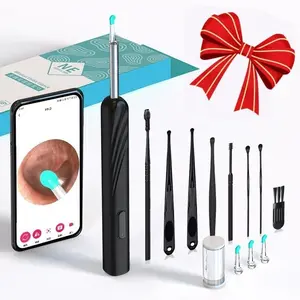 Earwax Removal Tool Kit with Camera, Portable 360° Wide-Angle Ear Cleaner, Waterproof Endoscope, USB Charging, for iPhone & Android