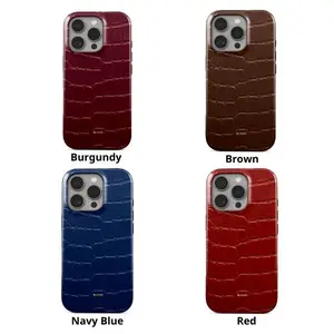 Luxury Crocodile PRINTED Leather Phone Case | Gradient Shockproof Protective Cover for iPhone 17/16/15/14/13/12/11 Series | Stylish Gift Idea for Girls