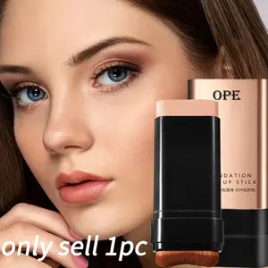 Double-Ended Concealer Stick with Brush Head, Waterproof Long-Lasting No Smudge, Stacking Concealer for Blemishes Redness Dark Circles