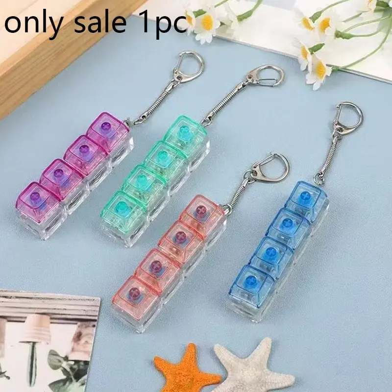 1pc Four-Key Fingertip Stress Relief Keychain, Cute Keychain, Fidget Keychain, Compact And Exquisite, Effectively Alleviates Anxiety, Easy to Press, Reusable, Suitable for Daily Carry, Made of Plastic And Iron