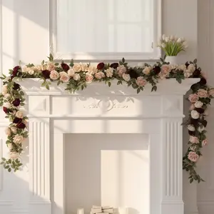 1pc 180cm Realistic Rose Vine Decoration, High-End 13 Head Decorative Vine for Indoor Outdoor Home Office Wedding Wall Hanging Desk Top, Fake Flower Vine