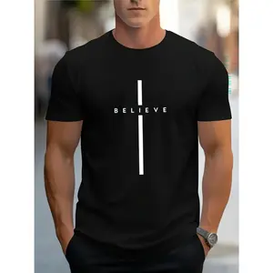 Men's T-shirt Comfortable Round Neck Casual Cotton Short Sleeve Soft Breathable Top Men's Clothing Summer Spring Street Style Cotton Trendy Letter Print T-shirt