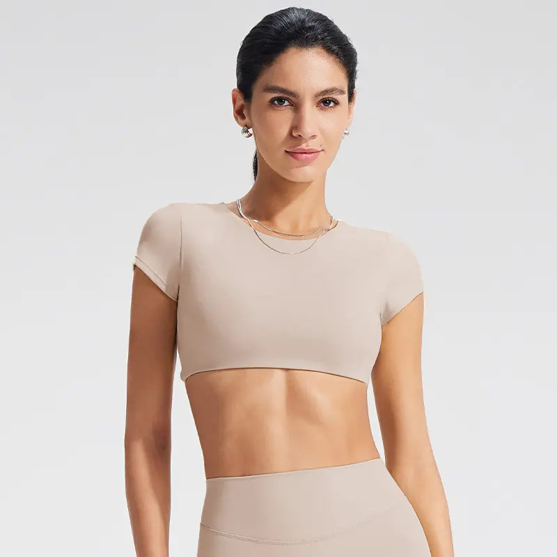 Eggshell-colored short-sleeved single piece shirt