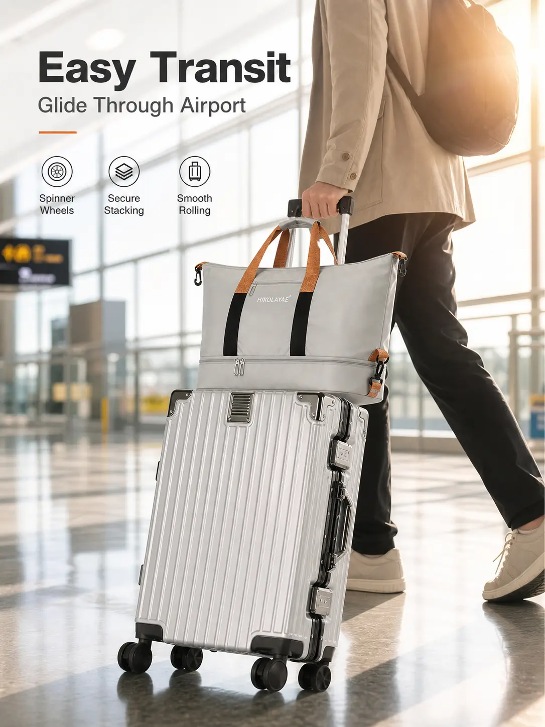 20-inch Carry On Luggage Set with Travel Organizer Bag - Stylish Hard Shell Frame, Lightweight Durable 2-in-1 Travel Solution, Airline Approved Unisex Spinner Luggage with 360-degree Mobility Wheels, Multi-Color Gift Item for Storage Organization, Spinner