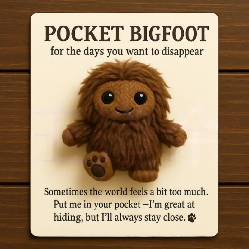 Emotional Pocket Bigfoot Plush Doll, Mini Huggable Bigfoot, Soft Stuffed Animal, Adorable Cuddly Toy, Cute Stuffies, Perfect Gift