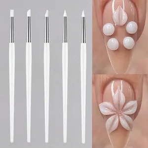 5-Piece Silicone Nail Art Carving Pen Set, Multifunctional Embossing & Engraving Tool DIY Kit, Easy Clean, Salon-Quality, Ideal for Beginners, Artist