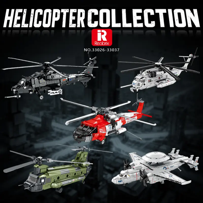 Reobrix HH-60J Jayhawk Coast Guard Sikorsky Military Helicopter Assembly Building Blocks Kit, 1000+ PCS Collectible Toy Aircraft Model, Home Decor Gifts for Adults 14+, House Decoration
