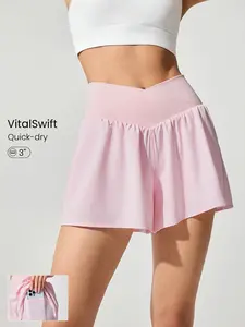 GLOWMODE Crossover Flowy Built-in Shorts Quick-Dry Shorts Low lmpact Breathable Cycling Running Gym Workout Summer