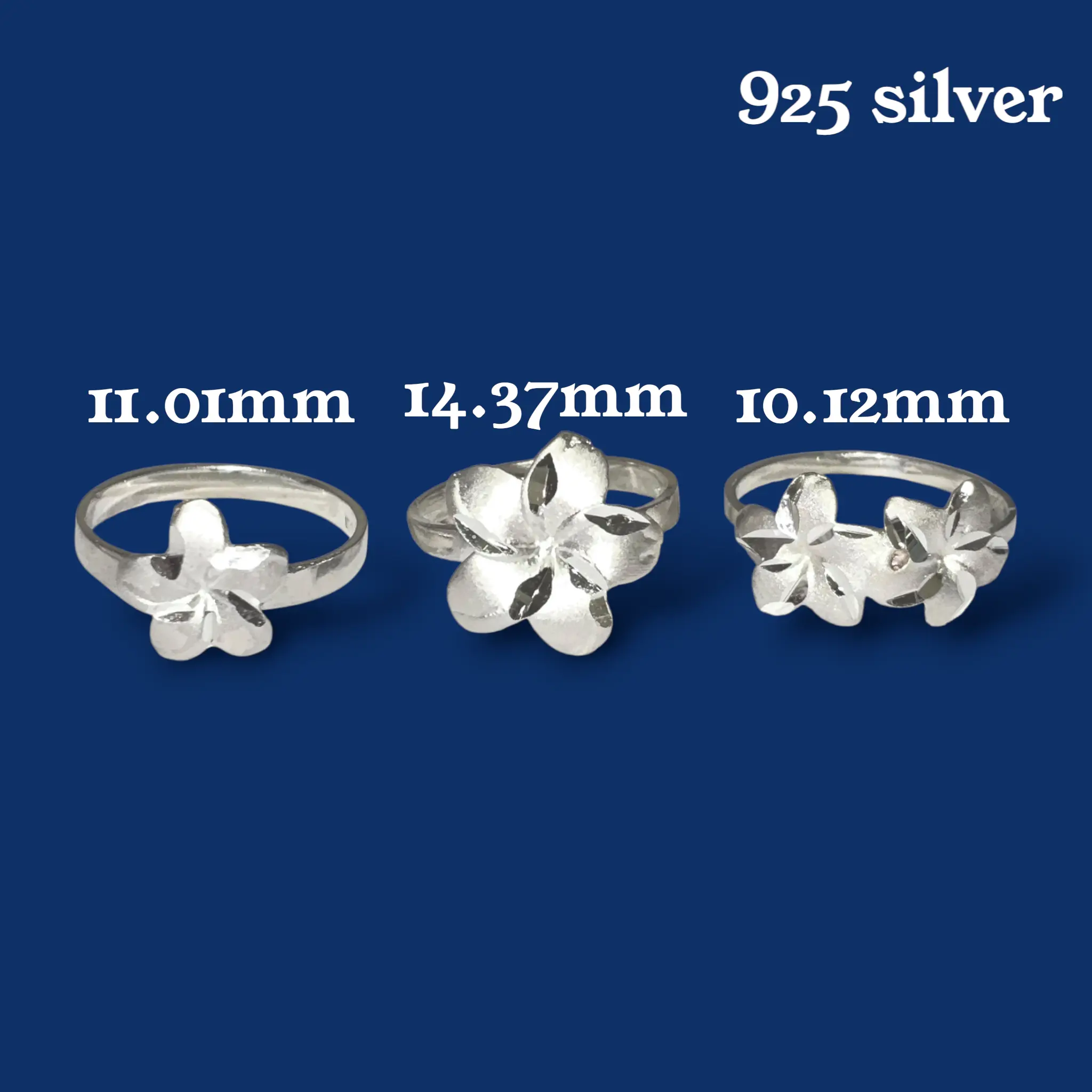 925 Sterling Silver Hibiscus Flower Ring  | 3 Designs Available