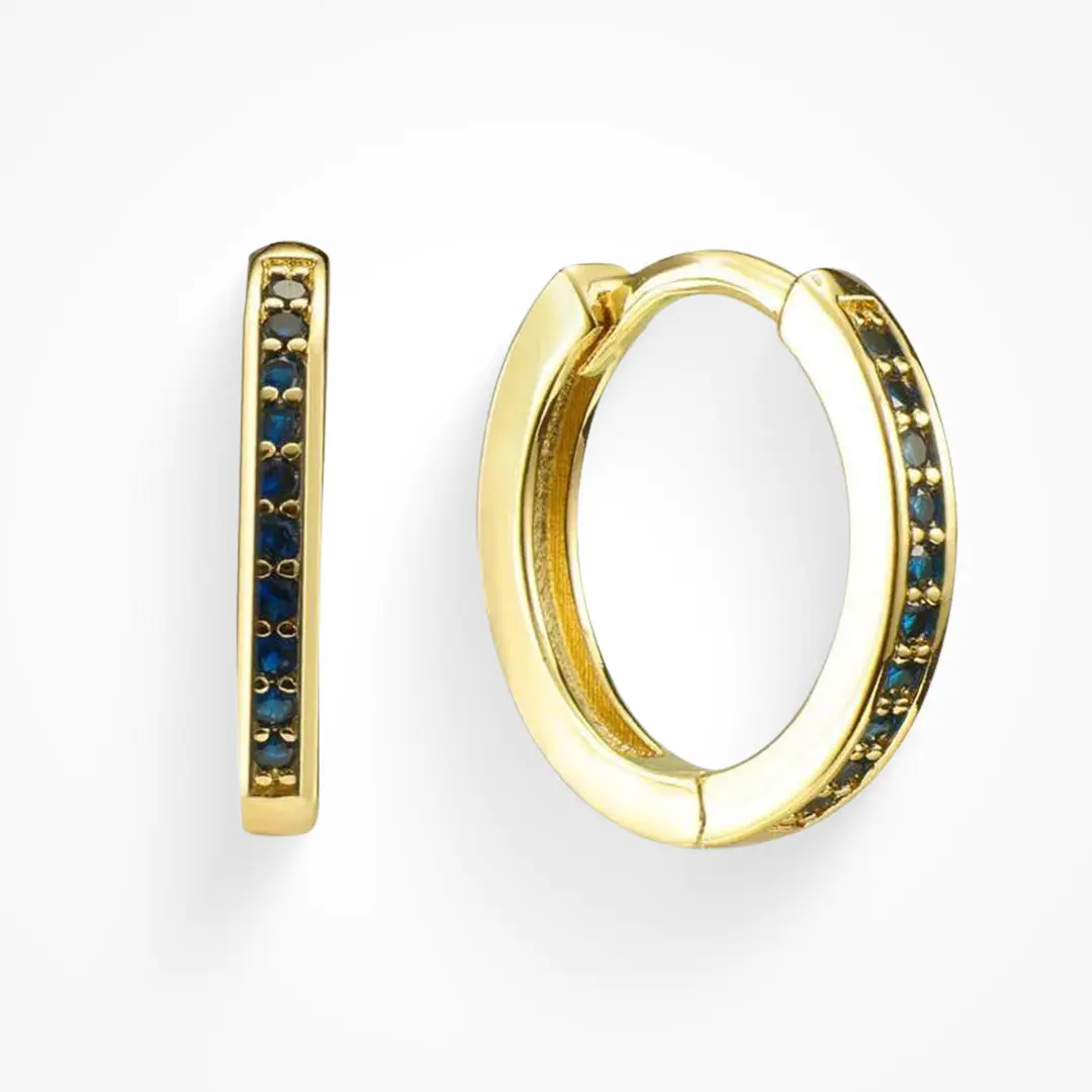 Gold, Dark Blue CZ, Small