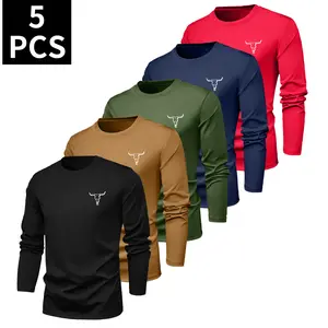 Men’s long-sleeve printed T-shirt, quick-dry fitness apparel made from moisture-wicking fabric, available in multiple colors; breathable athletic top for training, running, and casual wear; crew neck with stretchy material.
