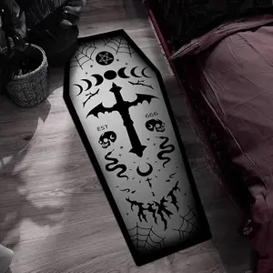 Gothic Cross Pattern Carpet, 1 Count Non-slip Washable Floor Mat, Halloween Themed Soft Floor Rug for Home Living Room Bedroom Decor