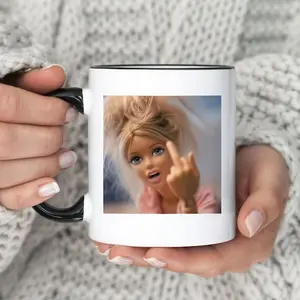 Funny Doll Reaction Mug, Sassy Girl Meme Coffee Cup, Unhinged Humor Gift, Sarcastic Cute Face Mug, Best Friend Gag Gift