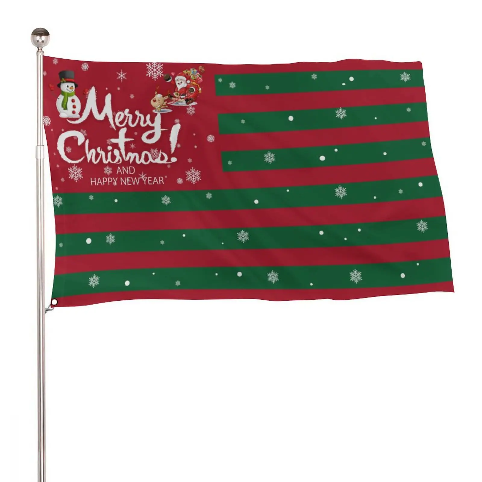Custom Christmas Garden Flag (35.4x23.6 in) - Personalized Outdoor Holiday Decor with Merry Christmas Text, Snowflakes, Santa, Snowman Design, Water-Resistant, UV-Protected for Lawn, Porch, Home