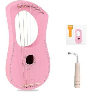 Lyre Harp  Lyre Harp 7 Strings Mahogany  Metal String for Beginner Harps Classical Style Harp Instrument with Tuning Wrench Strings Gig Bag ()