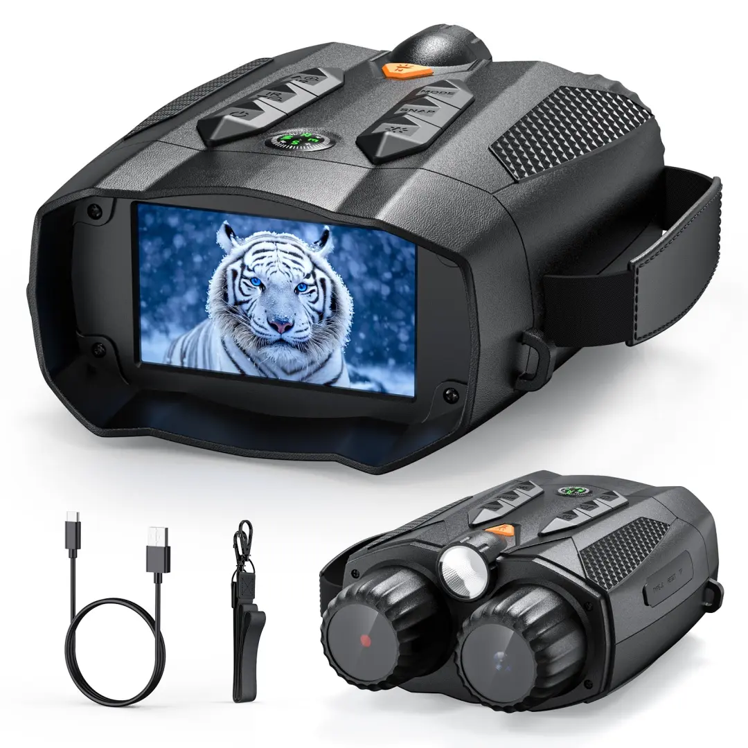 Digital Zoom Infrared Night Vision Binoculars with 3W Fill Light, Built-in Compass, Enhanced IR Tech, Crystal-Clear Images, Photo/Video Capability, Adult Hiking Tool, Camping Equipment, Ideal Birthday/Christmas Gifts with Nice Packaging
