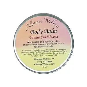 Vanilla Sandalwood Body Balm - Hydrating Jojoba & Olive Oil Blend for Soft Smooth Skin