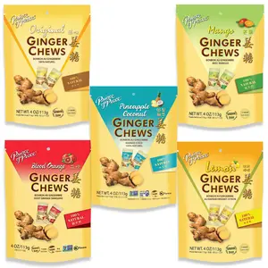 Prince of Peace Ginger Chews Variety Pack of 5 Bundle, 1 of each (Original, Mango, Lemon, Blood Orange, Pineapple)