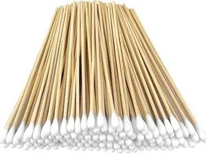 200 PCS Long Wooden Cotton Swabs, Cleaning Cotton Sticks with Wood Handle for Oil Makeup Gun Applicators, Eye Ears Eyeshadow Brush and Remover Tool, Cutips Buds for Baby and Home Accessories