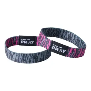 Tap To Pray® Wristband – Tree Bark Camo Pink & Grey