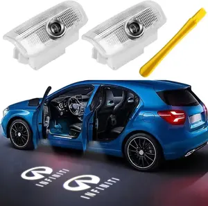 Hugexpen 2Pcs for Infiniti HD Door Lights Logo Projector Compatible with QX50/56/60/70/80 Q50/60/70 G25/37 M25/35/37/45/56 FX35/37/45/50 EX25/35/37 Model LED Car Door Welcome Lights Accessories