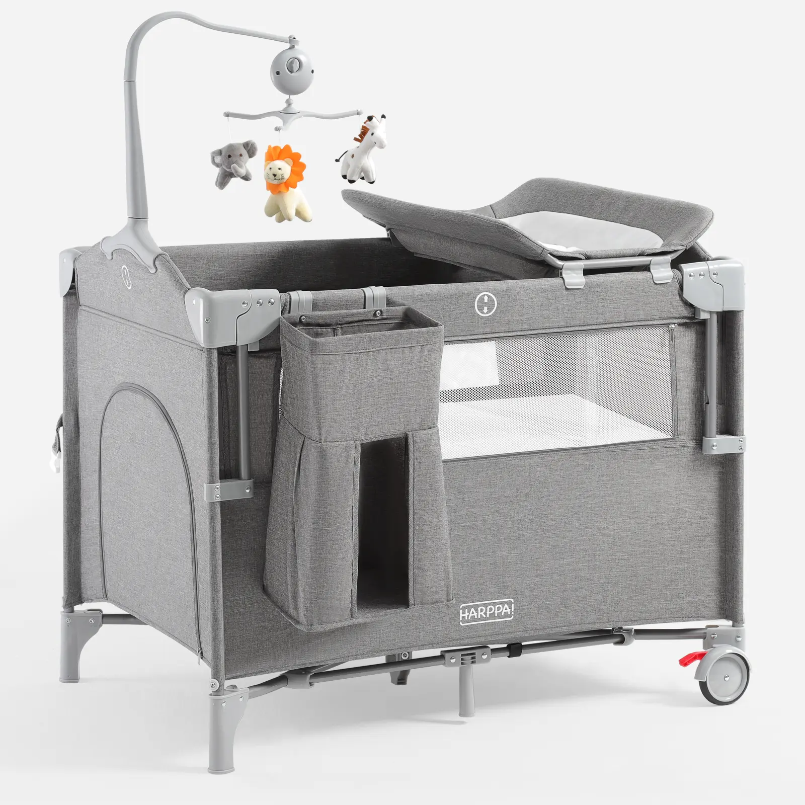 HARPPA 5-in-1 Pack and Play Baby Bassinet & Playard, Bedside Sleeper with Mattress, Rocking Bassinet for Baby, Diaper Changing Baby Cribs, Foldable Playpen for Travel