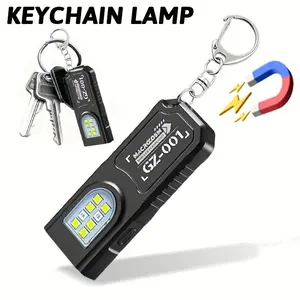 Multifunctional Keychain High Lumen Flashlight USB Rechargeable Mini Torch with COB Work Light, Camping Pocket Lamp, Portable LED Keyring Lantern