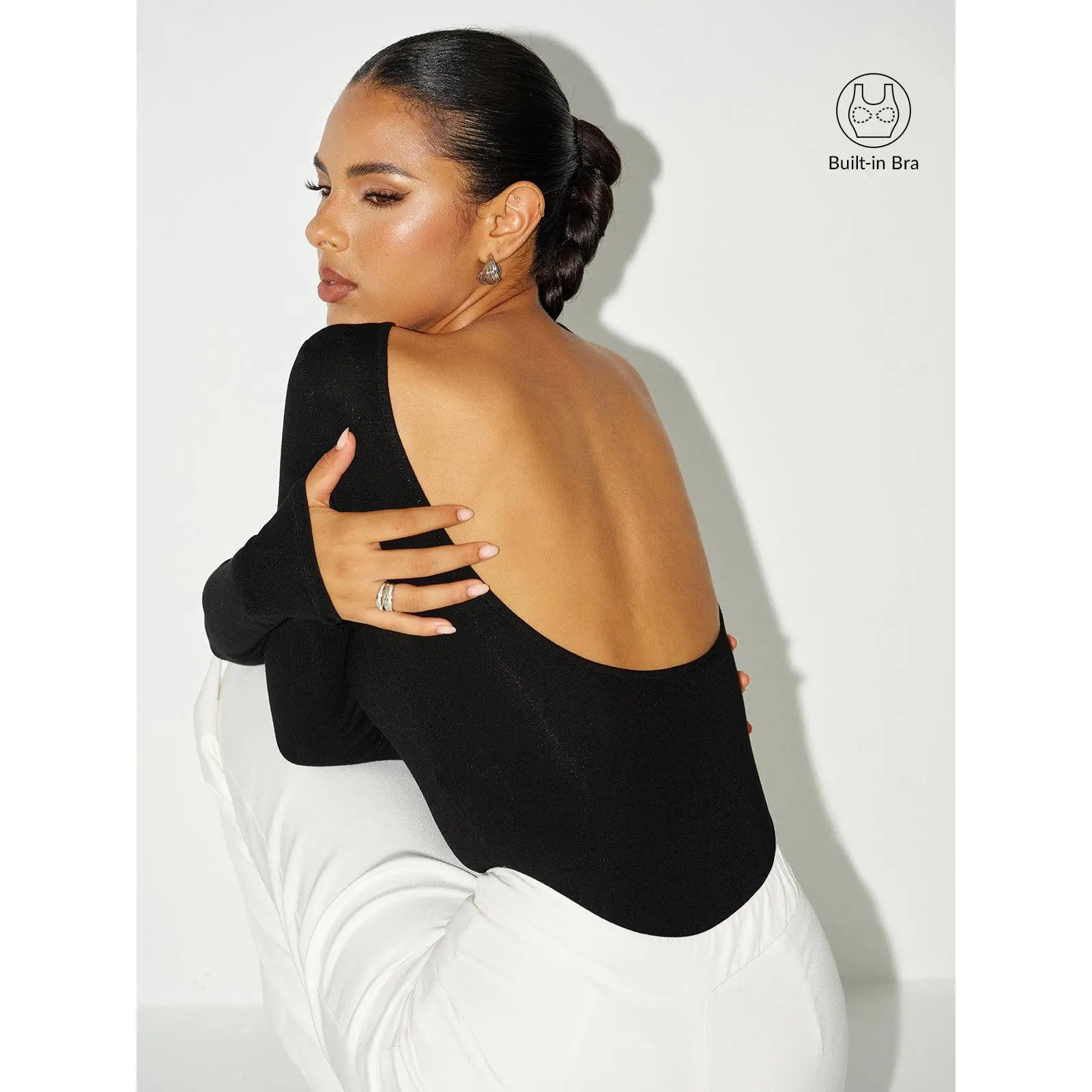 Bra-Free Long Sleeve Backless Bodysuit