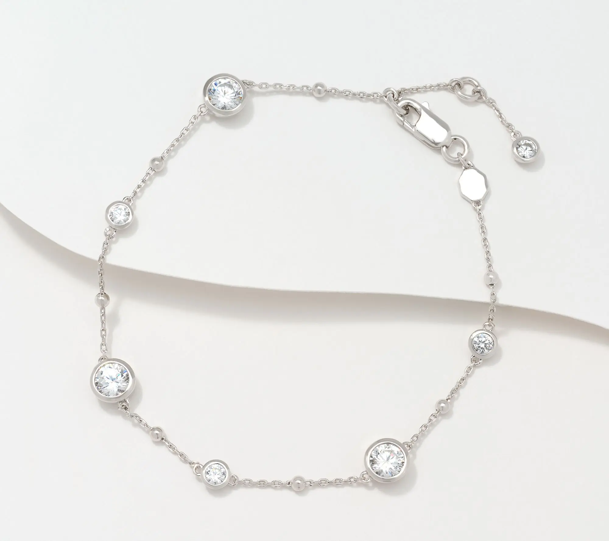 Diamonique Chain Station Bracelet, Sterling Silver
