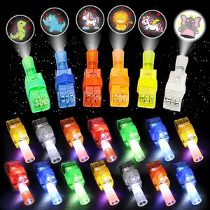 50-Piece LED Glowing Projection Finger Ring Lights Set, Party Favor with Random Projector Patterns, Festive Gift Bag Filler for Halloween & Christmas Party Supplies, Led Light