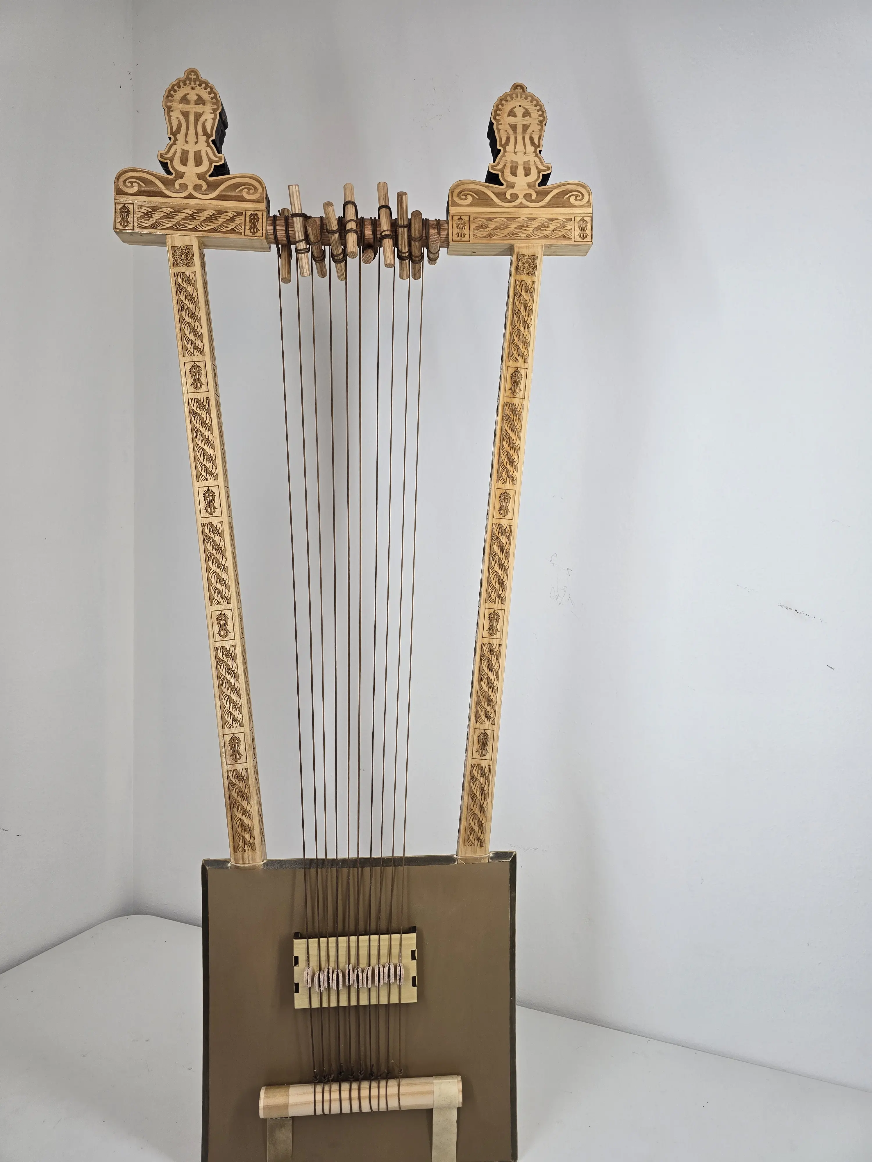 Begena Harp of David Ethiopian Orthodox Christian Musical Instrument Handcrafted with High-Quality Drum Head & Laser-Engraved Precision Design Made in the USA