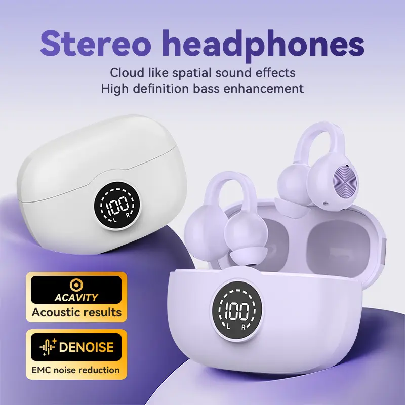 Open Ear Clip On Earbuds, CloudComfort 2.0 Wrap-Around Design, LDAC Hi-Res Audio, Bluetooth 6.0, 55H Playtime, 4-Mic AI Clear Call, IP67 Waterproof for Running Gym Workouts Headphone Noise
