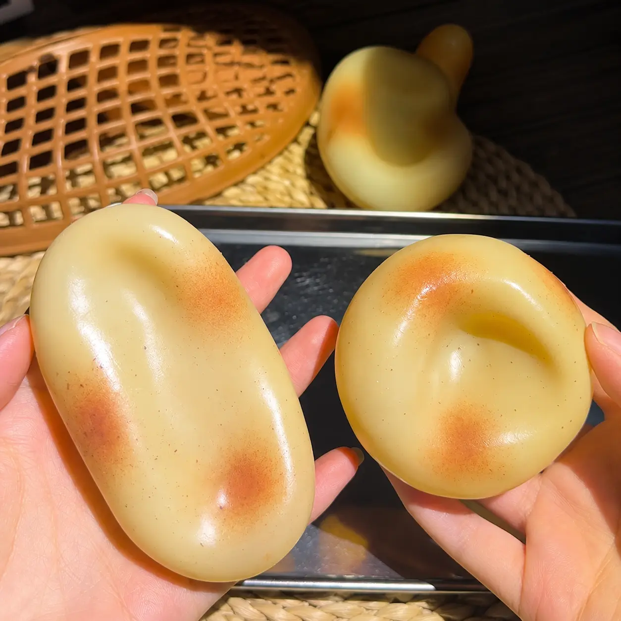 Mochi-Style Potato ASMR Stress Ball, 1-Piece Unisex Sensory Fidget Toy, Cute Fruit-Shaped Stress Reliever, Suitable for Birthday Party Gifts, Mochi-Like