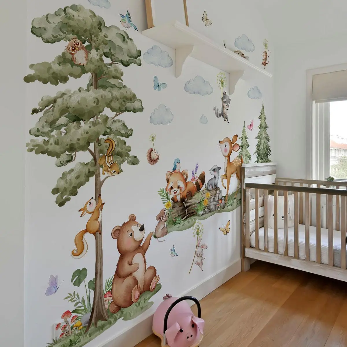 Forest Themed Wall Sticker, 6 Counts/set Self Adhesive Wall Decal, Wall Art Decorative Sticker for Home Living Room Bedroom, Ornaments, Decoration Items, Wall Stickers Decorations, Art Stickers