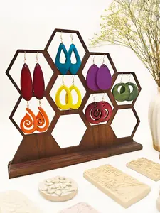 Set of 7 Pairs Colorful Wooden Drop Earrings, Dangle Earrings Set, Hollow Out Design, Casual Style, All Seasons Wear, Perfect Gift Idea