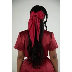 Burgundy Silky Satin Hairbow