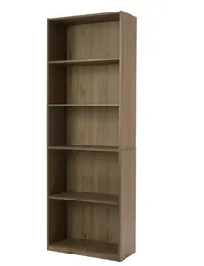 Mainstays 5 Shelf Adjustable Shelf Bookcase, Oak