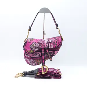 Pre-owned Dior Canvas Shoulder Bags Saddle Fuchsia Shoulder Bag T10422550