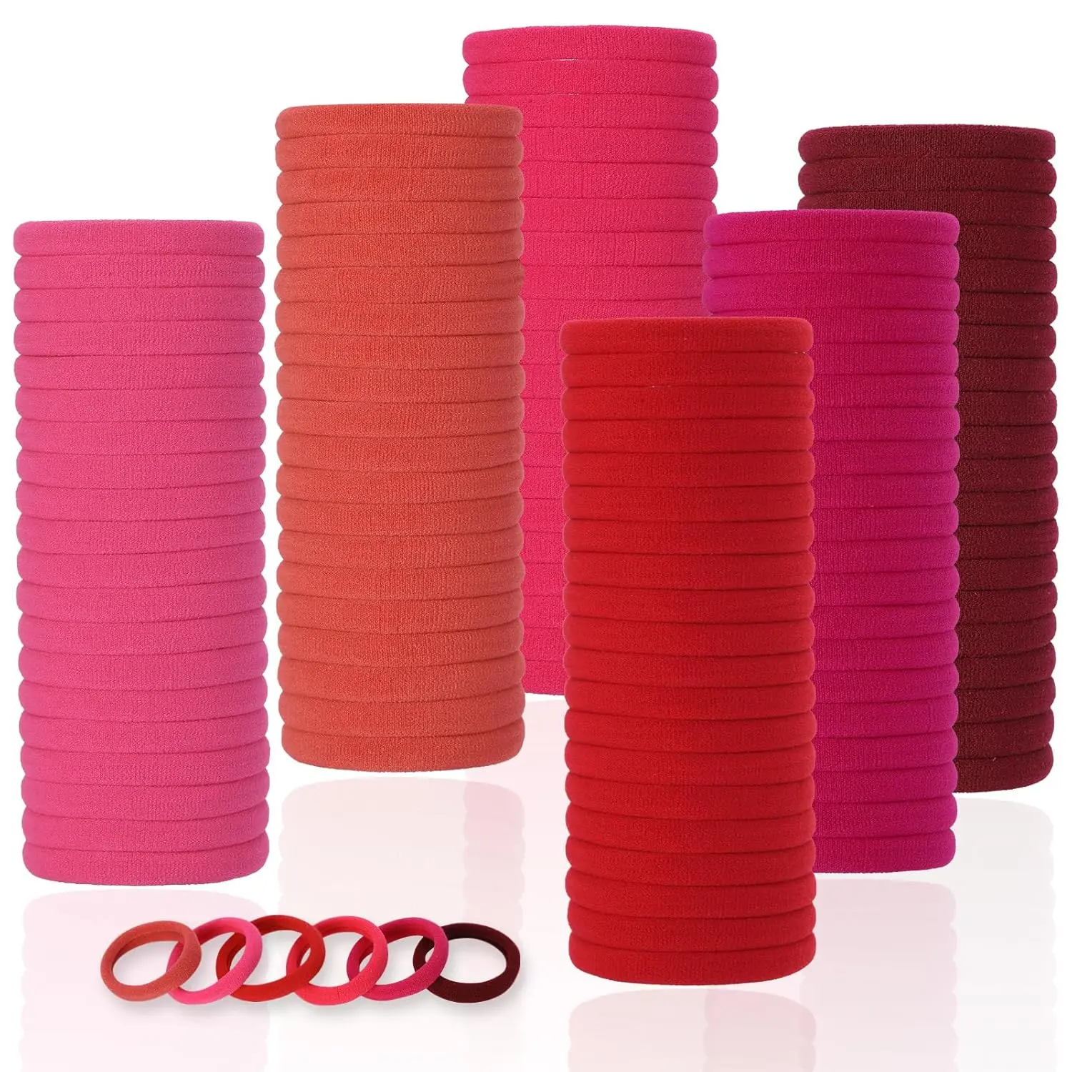 120 count Red Hair Ties for Women, No  Soft Seamless Nylon Hair Elastics for Thick Hair,Ponytail Holders,6 Gradient Red Hair Accessories