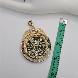 pendant fashion centenario style Gold-plated 3x3 NO CHAIN