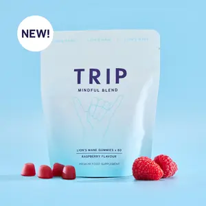 TRIP Lion's Mane Gummies — Raspberry Flavor, 200mg Per Serving, Focus & Cognitive Support, Vegan, Sugar-Free, 30-Day Supply (60 Gummies)