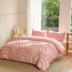 The shimmering ripples pattern Duvet Cover Set, Boho Tufted Comforter Sets with Zipper Closure, Including1 Duvet Cover & 1/2 Pillowcase without Filler, Soft Comfortable Bedding Set for Home Bedroom