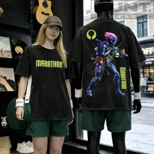 Marathon FPS Game v1 Graphic T-shirt Collection Streetwear 100% Cotton Oversized Bungie Fan Gift Heavyweight Aesthetic Washed Print Unisex Top Cyberpunk Techwear Designs