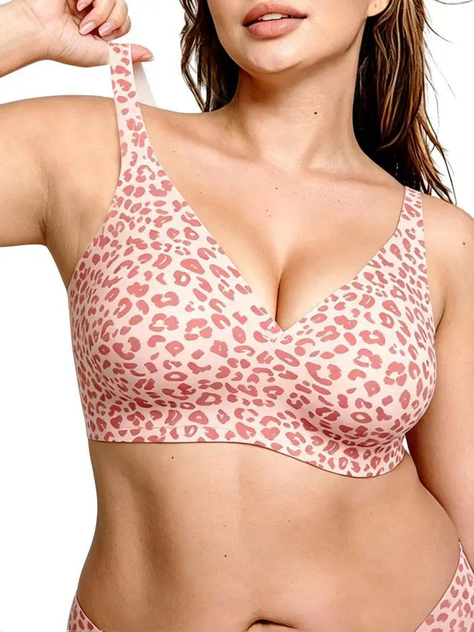 Sport Leopard Jelly Wireless Push Up Bra - SeamlessDeep V Bralette for Women | Comfy T-Shirt Brafor Everyday Wear inaros pushup exercise br a dubai support high form set gym y2k activewear sporty sexy breathable performance fabric Sportswear Bra Yoga Bras