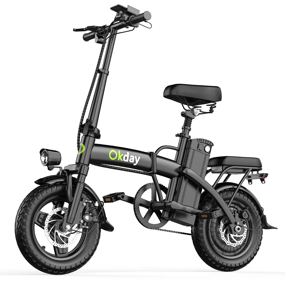 Okday 14" Folding Electric Bike for Adults, 480W Motor, 48V 15Ah Battery, 20 MPH, 35-Mi Range, Dual Suspension, Carbon Steel Ebike, bicicleta electrica plegable