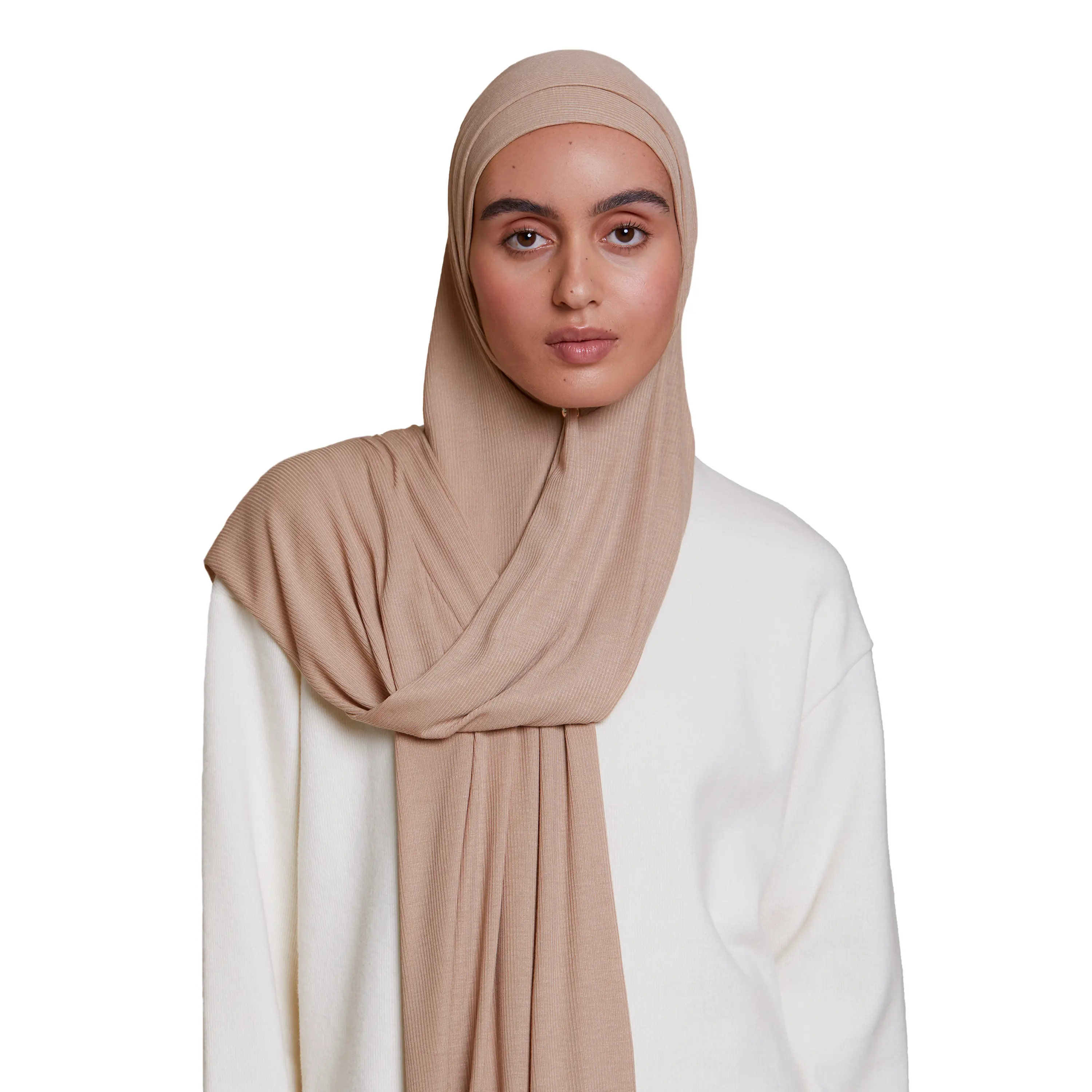 Voile Chic Premium Bamboo Ribbed Jersey Hijab for Women - 100% Sustainable Bamboo Modal Blend Scarf, Soft Stretch Lightweight Breathable Muslim Hijab with UV Protection & Elegant Texture