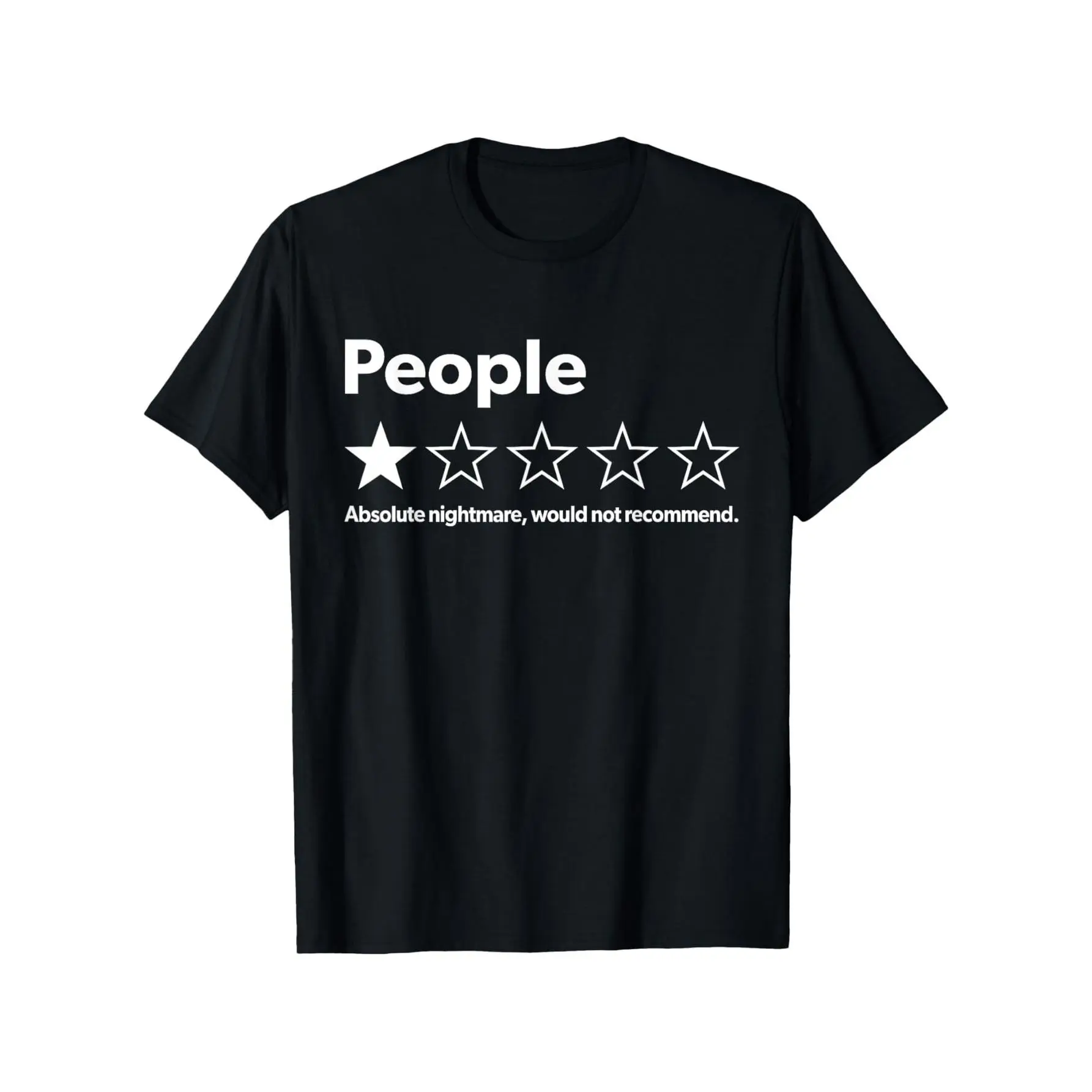 Unisex Adult Short-Sleeve Streetwear T-Shirt - Black, Funny 1-Star Review Graphic Top, Casual Outdoor Garment for Men & Women