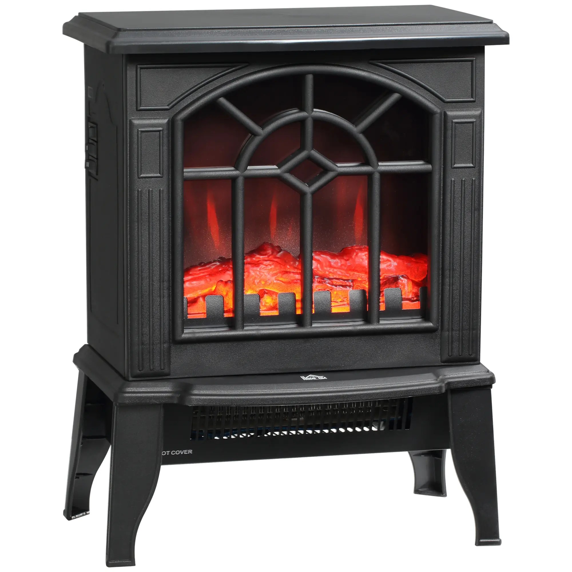 HOMCOM Electric Fireplace Stove, 18" Freestanding Fireplace Heater with Realistic Flame, Overheating Protection, Portable, 750W/1500W